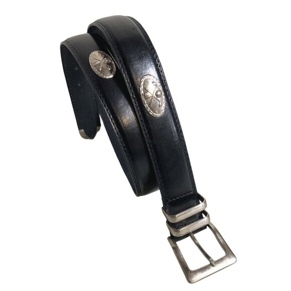 Vintage Leather Golf Belt Men's Golf Club Medallions Embellishments, Size 36 - Picture 1 of 5